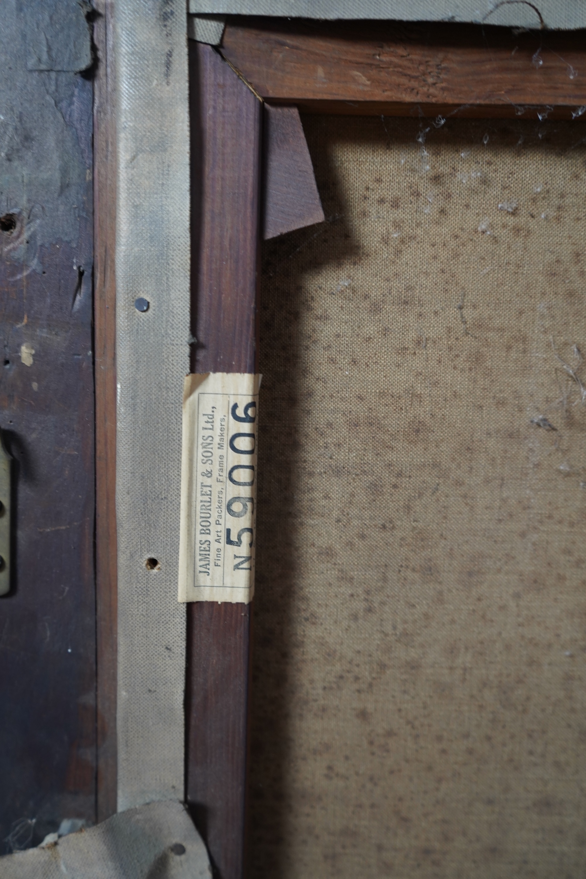 R. G Eves (1876-1941) Half length portrait of a young gentleman, signed upper right James Bourlet & Sons label verso, oil on canvas, 59 x 48cm